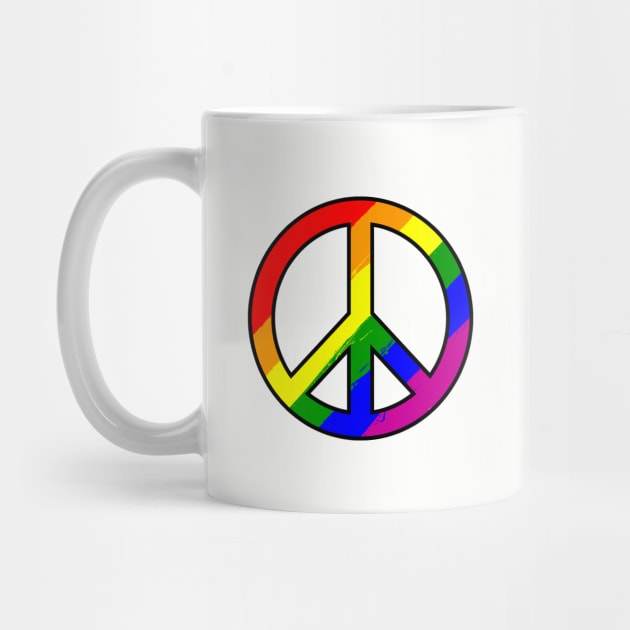 Rainbow Peace Sign LGBTQ Pride Flag by TextTees